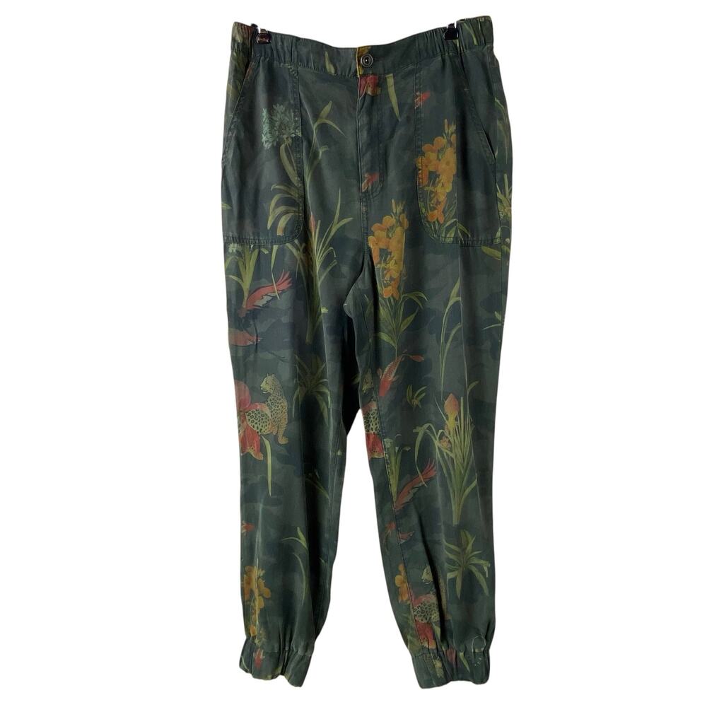 Desigual Boho Utility Jogger Pants Size L Floral Jungle Soft Flowy Comfort
